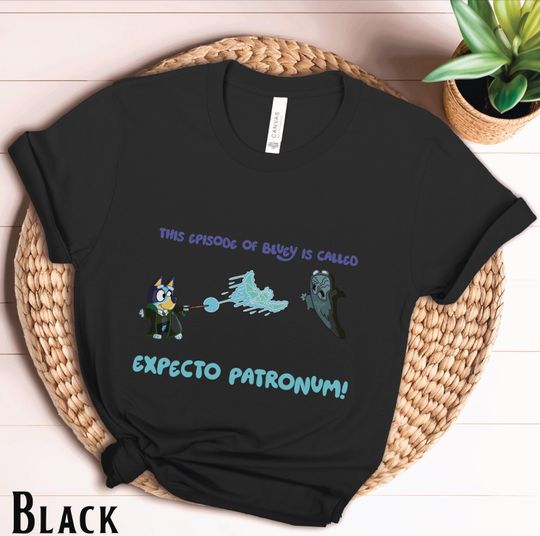 Discover Expecto Patronum BlueyDad T-Shirt | BlueyDad and Bingo Tee | BlueyDad Harry Potter Crossover Shirt | Dementor of Azkaban
