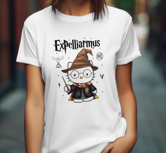 Hello Kitty Potter Costume Halloween Shirt,Halloween Potter Shirt, Halloween Hello Kitty Tee,Hello Kitty Halloween Shirt,Harry Halloween Tee