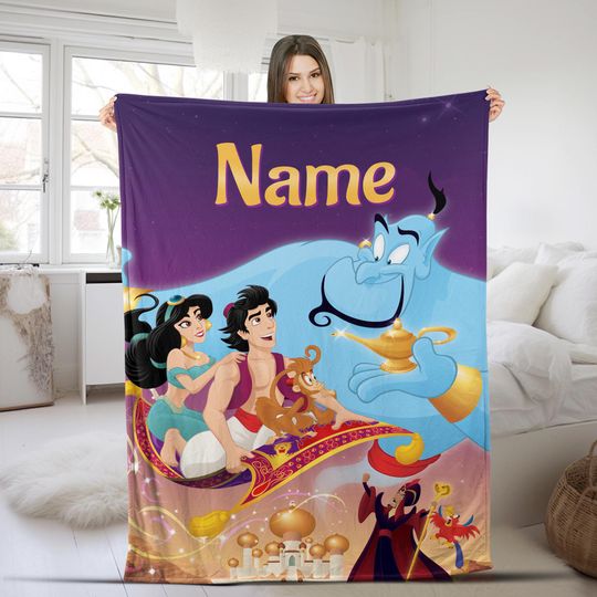 Disney Aladdin and Princess Jasmine Blanket, Genie Princess Jasmine Blanket