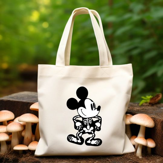 Disney Skeleton Halloween Mickey Tote Bag, Disneyland Halloween Bag, Mickey Skeleton Lover Halloween Party Tote Bag, Boo Halloween 2024 Bags