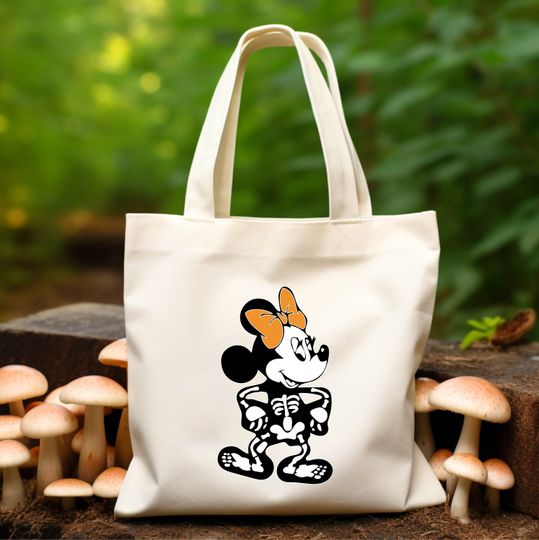 Discover Disney Skeleton Halloween Minnie Tote Bag, Disneyland Halloween Bag, Minnie Skeleton Lover Halloween Party Tote Bag, Boo Halloween 2024 Bags