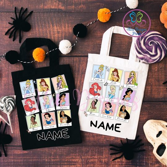 Discover trick or treat tote bag, Disney princess tote bag, disney trip tote bag, Halloween Disney trip tote bag, personalized tote bags, Spooky bags