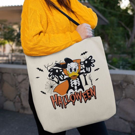 Discover Donald Duck Halloween Tote Bag, Donald Duck Tote Bag, Disney Halloween Tote, Spooky Tote Bag, Canvas Tote Bag, Donald Duck Bag Gift