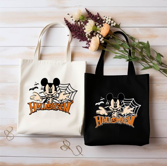 Discover Disney Mickey Halloween Season Tote Bag, Trick or Treat Shopping Gift for Kids Bag, Halloween Tote bag, Custom Tote Bag, Trick or Treat Bags