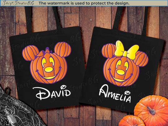 Discover Custom Mickey Pumpkin Tote Bag, Trick or Treat Bag, Halloween Tote bag, Custom Tote Bag, Trick or Treat Tote Personalized Bag, Shoulder Bag