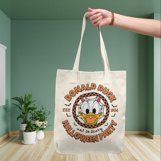 Discover Donald Duck Not So Scary Halloween Party Tote Bag, Disney Halloween Tote, Spooky Tote Bag, Canvas Tote Bag, Donald Duck Bag Gift