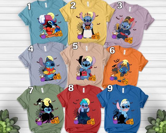 Stitch Costume Disney Villains Halloween T-Shirt, Stitch Emotion Photos T-Shirt