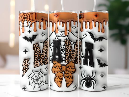 Discover Spooky Mama Halloween Tumbler Wrap  , 20oz Skinny Tumbler Sublimation, Coquette Mom Tumbler  , Spooky Season Tumbler, Retro Halloween