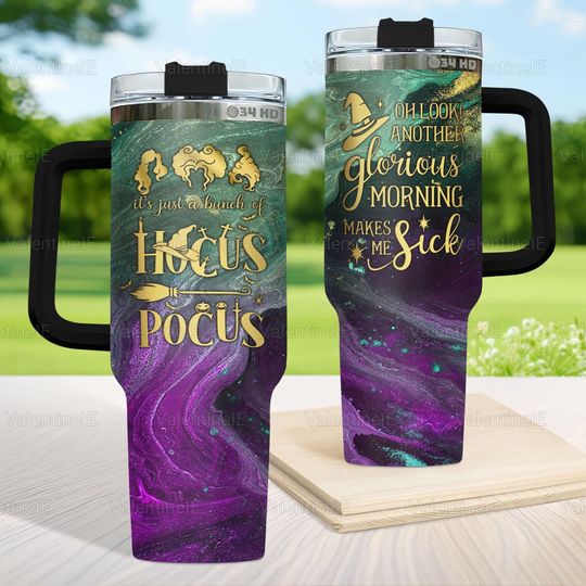 Halloween Hocus Pocus Tumbler 40Oz, Vintage Sanderson Sisters Witch Tumbler, Disney Witch Merch, Gift For Fan