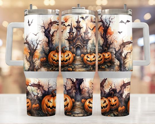 Discover Halloween 40oz Tumbler Wrap, Haunted House 40 oz Tumbler  , Witchy 40 oz Tumbler Sublimation Designs, 40 Ounce Tumbler  , TUmbler