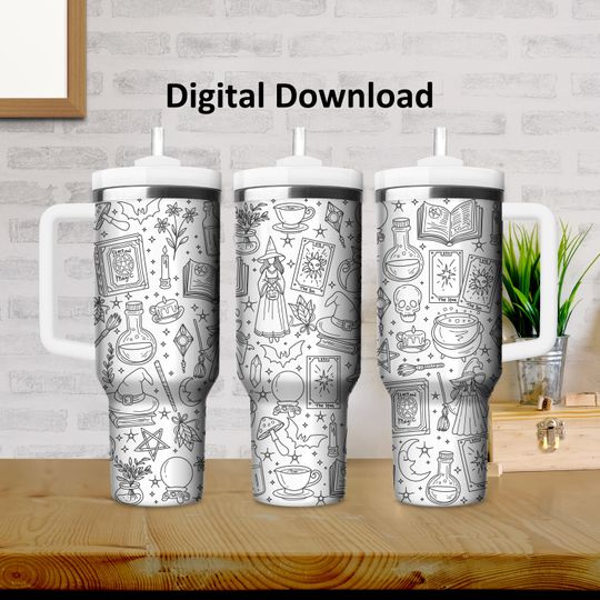 Discover Halloween potions and doodles , 40 oz tumbler  , Cute Tumbler, Hocus Pocus