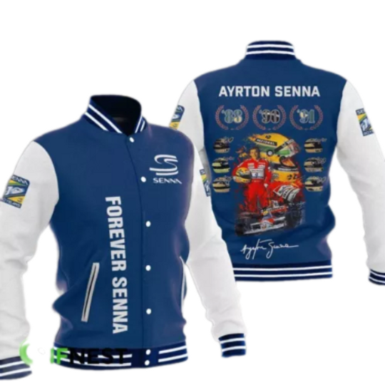 Discover Ayrton Senna Forever Senna Formula 1 Champions Baseball Jacket