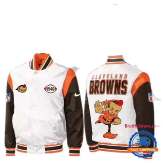 football Cleveland Browns Wear Your White Baseball Jacket