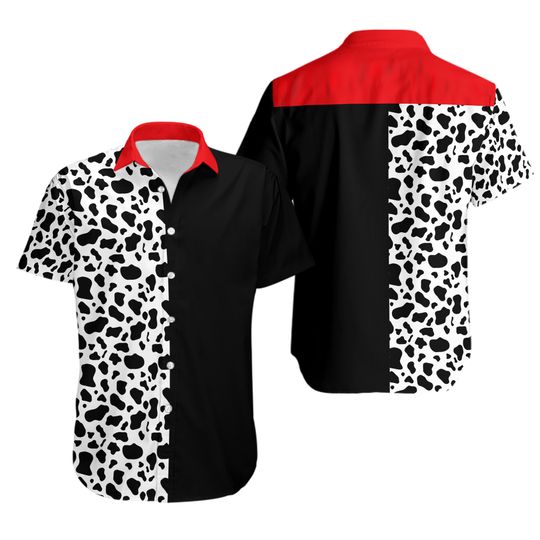 Villain Cosplay Hawaii Beach Shirt, Dalmatian Movie Button Up Shirt Holiday
