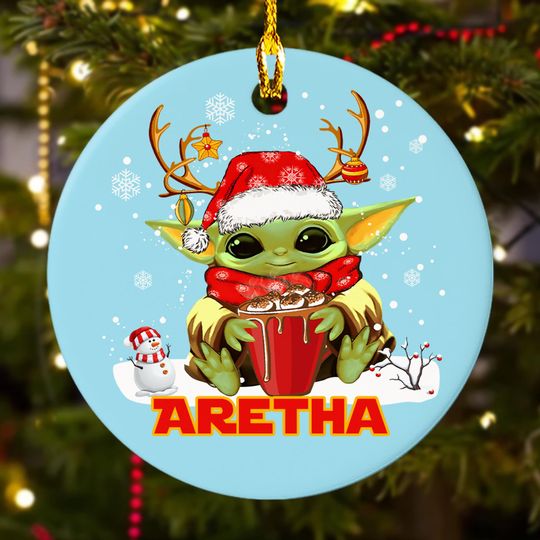 Discover Personalized Green Baby Christmas Ornament, Customized 2024 Christmas Tree Decor, Galaxy Character Christmas Gift For Kid Decoration
