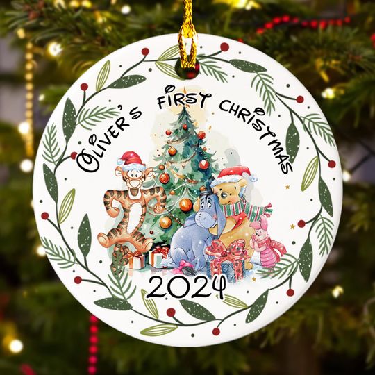 Discover Personalized Baby's First Christmas Ornament, Honey Bear Customized 2024 Christmas Tree Decor, 1st Christmas Ornament Gift For Kid