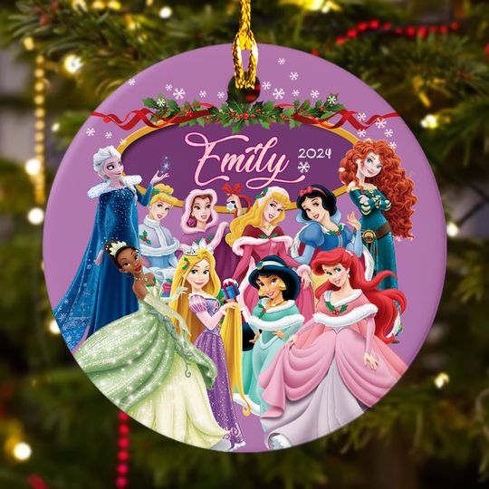 Discover Personalized Princess Group Christmas Ornament, Princess Party Customized 2024 Christmas Tree Decor, Princess Lover Xmas Gift For Kid
