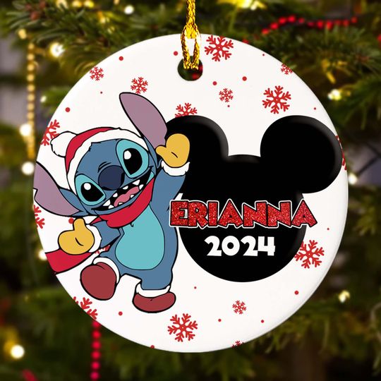 Discover Personalized Stitchmas Ornament, Blue Monster Xmas Customized 2024 Christmas Tree Decor, Cute Alien Dog Christmas Ornament Gift For Kid