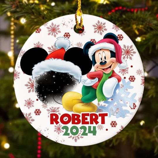 Discover Personalized Funny Mouse Christmas Ornament, Mouse Movie Customized 2024 Christmas Tree Decor, Mouse Santa Hat Christmas Gift For Kid