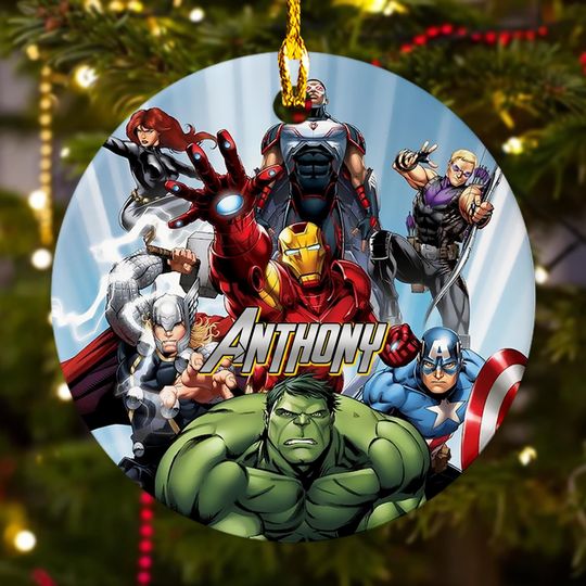 Discover Personalized Heroes Christmas Ornament, Custom Superhero 2024 Christmas Tree Decor, Xmas Gift For Kids, Superhero Santa Christmas Ornament