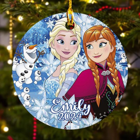 Personalized Ice Princess Sister Christmas Ornament, Winter Princess Movie Customized 2024 Christmas Tree Decor, Snowman Xmas Gift For Kid