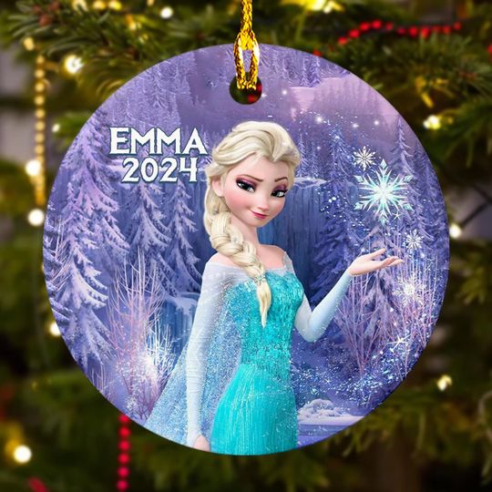 Personalized Snow Princess Christmas Ornament, Princess Character Customized 2024 Christmas Tree Decor, Snow White Princess Gift For Kid