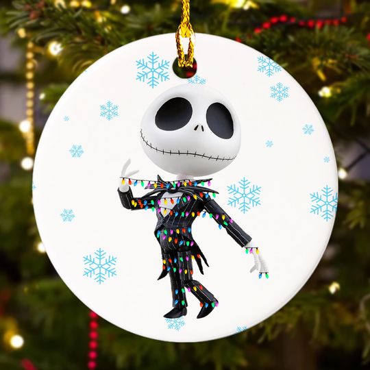 Discover Nightmare Skeleton Suit Christmas Ornament, Skeleton Horror Character Xmas Ornament, Customized 2024 Christmas Tree Decor Gift For Kid