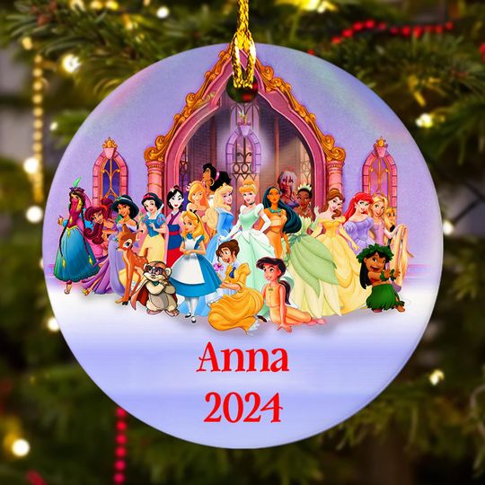 Discover Personalized Princess Group Christmas Ornament, Princess Castle Customized 2024 Christmas Tree Decor, Princess Lover Xmas Gift For Kid