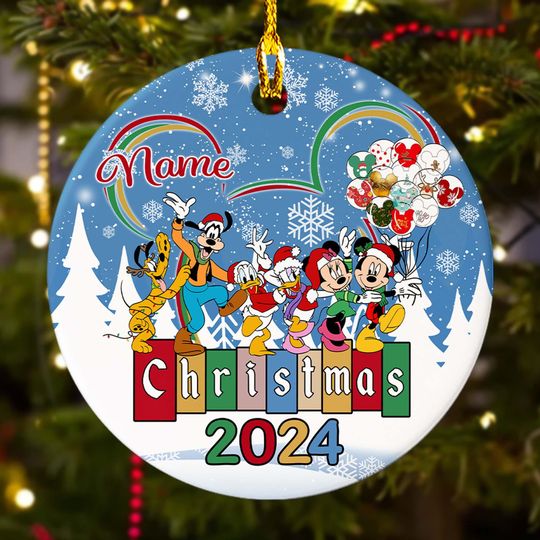 Discover Personalized Funny Mouse Christmas Ornament, Mouse And Friend Party Customized 2024 Christmas Tree Decor, Mouse Ears Xmas Gift For Kid