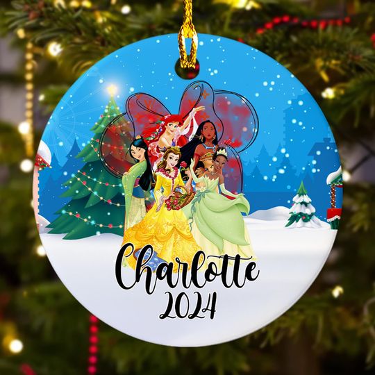 Discover Personalized Ornament Cute Princess Characters, Animation Movie Xmas Ornament For Fan, Customized 2024 Christmas Tree Decor Gift For Kid