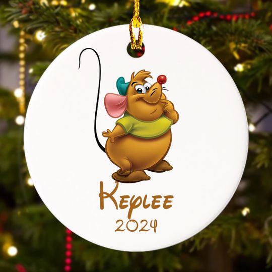 Discover Personalized Ornament Cute Long-Tailed Mouse, Cartoon Character Xmas Ornament Fan Gift, Customized 2024 Christmas Tree Decor Gift For Kid