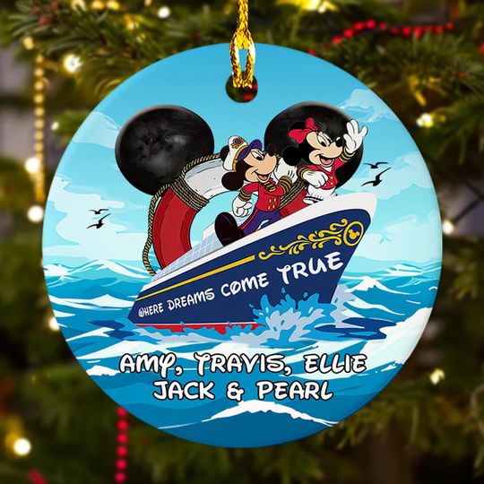 Personalized Cruise Ship Where Dream Come True Christmas Ornament, Mouse Family Customized 2024 Christmas Tree Decor, Xmas Gift For Kid