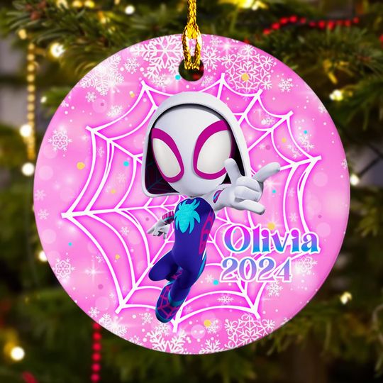 Discover Personalized Ornament Female Superhero, Spider Hero Character Xmas Ornament Fan Gift, Customized 2024 Christmas Tree Decor Gift For Kid