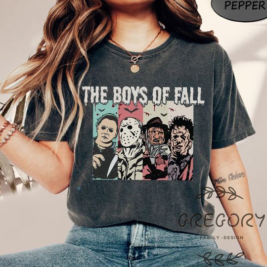 Discover The Boys Of Fall Comfort Color shirt, Horror Movie Characters Sweatshirt, Myers Jason Krueger Leatherface Halloween Shirt, Horror Movie Tee