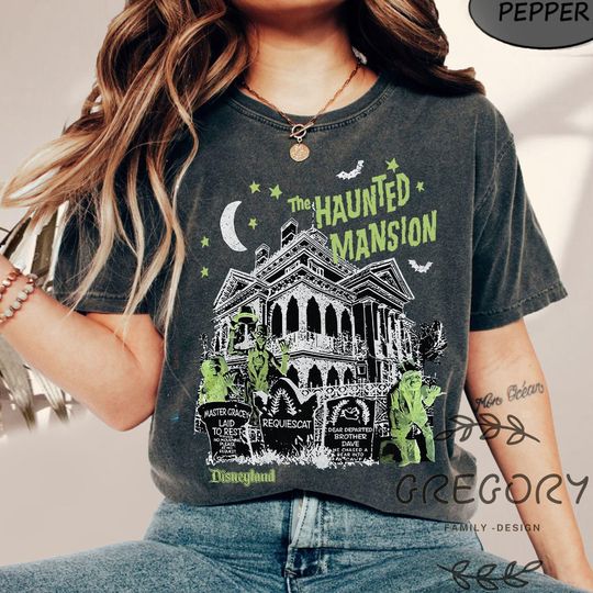 Discover Vintage The Haunted Mansion Comfort Colors Shirt, Retro Halloween Sweatshirt, Haunted Mansion Shirt, Halloween Matching Shirt