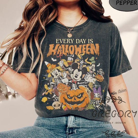 Discover Every Day Is Halloween Comfort Colors shirt, Mickey & Friends Skeleton Halloween Sweatshirt, Mickey's Not So Scary Party Family Matching Tee