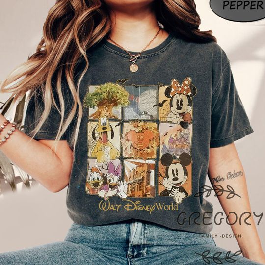 Discover Vintage Portrait Walt Disney World Halloween Comfort Colors Shirt, Disney Halloween Sweatshirt, Mickey and Friends Halloween Gift Shirt