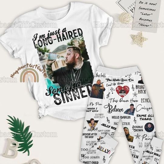 Jelly Roll Pajamas Set, Jelly Roll Tour 2024 Pajamas Pants, Jelly Roll Son Of A Sinner Pjs For Women, Western Concert Shirt