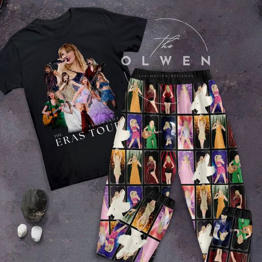 TS Eras Tour Holiday Pajamas Set, Album T.S Christmas Pajamas Set, Cute T.S Album Family Pajamas For Adult And Kids