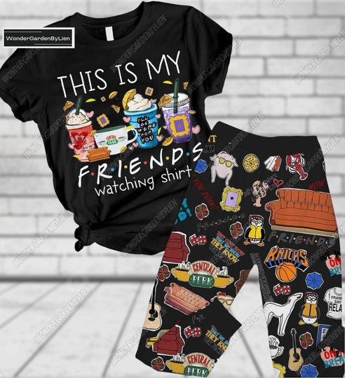 Halloween Friends Pajamas Set, Friends Tv Show Pajamas Pants, Chandler Character Matching Pajamas, Friends Coffee Late Holiday Pajamas