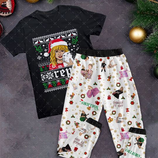 Discover TS And Cat Holiday Pajamas Set, Karma Cat Christmas Pajamas Set, Karma Is A Cat Family Pajamas For Adult And Kids