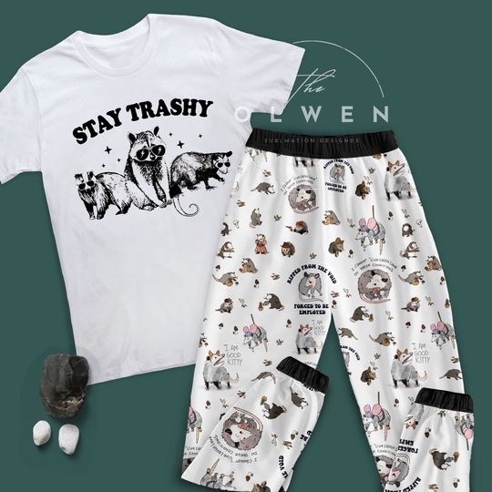 Racoon Holiday Pajamas Set, Cute Racoon Christmas Pajamas Set, Opossum Family Pajamas For Adult And Kids