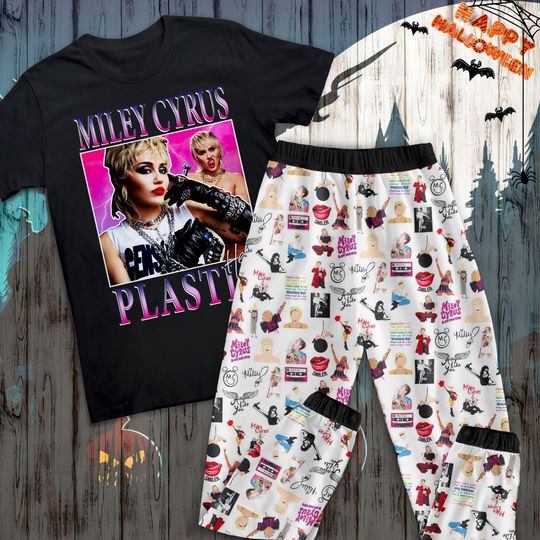Miley Cyrus Pajamas Set, Miley Cyrus Family Pajamas, Miley Cyrus Family Christmas Pajamas Set.