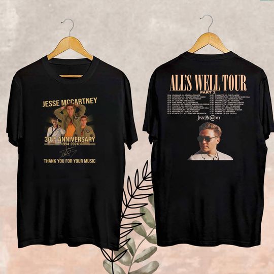 Jesse McCartney 30th Anniversary Shirt, Graphic Jesse McCartney Fan Shirt, Jesse McCartney All's Well Tour 2024, Jesse McCartney Merch