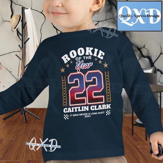 Caitlin Clark, Toddler and Youth Long Sleeve Tee, Rookie of the Year t-shirt, ROTY toddler and youth tee