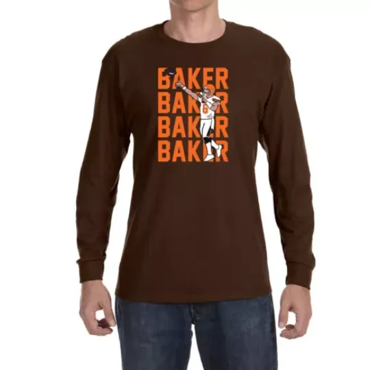 Discover Cleveland Browns Baker Mayfield Text Pic Long sleeve shirt