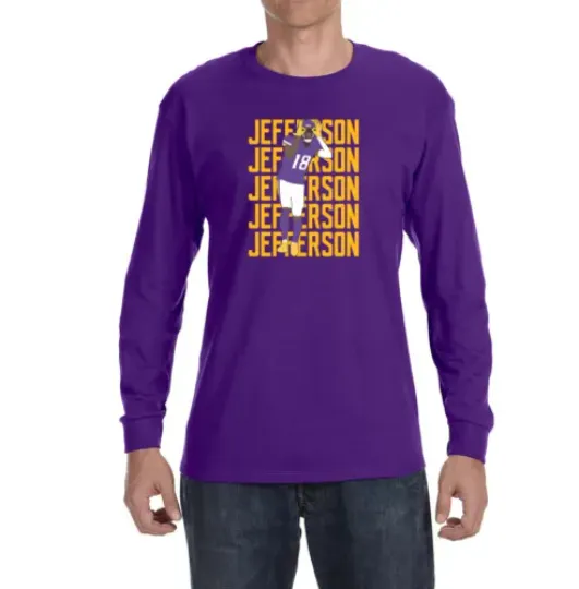 Minnesota Vikings Justin Jefferson Text Pic Long sleeve shirt