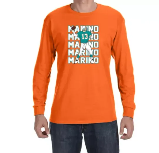 Discover Dan Marino Miami Dolphins Text Pic Long sleeve shirt