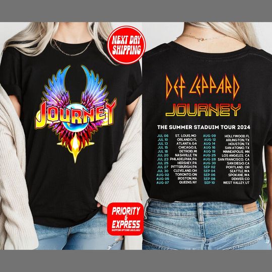 Discover Def-Leppard And Journey Summer Stadium Tour 2024 Shirt, Journey Tour Shirt, Def Leppard Shirt, Rock Music, Def Leppard And Journey Fan Gift