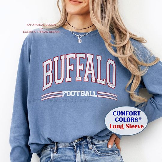 Discover Buffalo Football Shirt, Long Sleeve, Vintage Buffalo Football, Comfort Colors, Buffalo Bills, Buffalo Football Fan Gift, For Women and Men